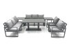 Fimous Garden Sofa Set Aluminium Furniture Rising Dining Tabe Set with 2 Chair 2 Side Tables Dark Grey