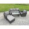 Fimous Wicker PE Rattan Garden Furniture Set Outdoor Lounge Sofa Set with Reclining Chair Coffee Table Big Footstool Dark Grey Mixed