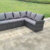 Fimous High back dark grey mixed outdoor garden furniture corner rattan sofa set square coffee table right option