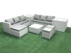 Fimous Rattan Garden Outdoor Furniture Set 9 Seater Rattan Garden Sofa Set with 3 Footstools 2 Side Tables Light Grey Mixed