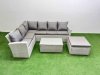 Fimous 7 Seater Garden Outdoor PE Rattan Furniture Set Rattan Garden Sofa Set with Oblong Coffee Table Light Grey Mixed