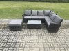 Fimous 7 Seater High Back Outdoor Garden Furniture Set Rattan Corner Sofa Set With Rectangular Coffee Table Big Footstool Dark Grey Mixed