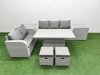 Fimous 7 Seater PE Rattan Wicker Garden Furniture Patio Conservatory Sofa Set with Adjustable Lifting Dining or Coffee Table 3 Seater Sofa Love Sofa 2 Stools 2 Side Table