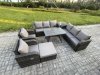 Fimous 9 Seater Rattan Outdoor Garden Furniture Sofa Set Patio Table & Chairs Set with 3 Seater Sofa Rectangular Dining Table Big Footstool Side Table Dark Grey Mixed