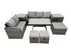 Fimous Garden Rattan Outdoor Furniture Set 8 Seater with Love Sofa 3 Seater Sofa 2 Side Table 3 Stool Dark Grey