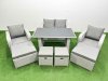 Fimous 8 Seater Patio Garden Furniture Sets with Dining Table Love Sofa 4 Stools Light Grey