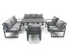 Fimous Garden Sofa Set Aluminium Furniture Rising Dining Tabe Set with 3 Chair Dark Grey
