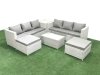 Fimous Garden Outdoor PE Rattan Furniture Set 8 Seater Rattan Garden Sofa Set with 2 Big Footstools Side Table Light Grey Mixed