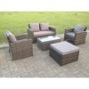 Fimous 5 Seater Grey Mixed High Back Rattan Sofa Set Coffee Table Garden Furniture Outdoor