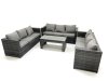 Fimous Outdoor Garden Furniture Set 9 Seater Rattan Sofa Set with Coffee Table Dark Grey Mixed
