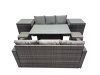 Fimous 8 Seat Outdoor Wicker PE Rattan Garden Furniture Set Dining Table Sofa Set with 2 Small Stool 2 Side Tables Dark Grey Mixed