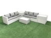 Fimous Garden Outdoor PE Rattan Furniture Set 6 Seater Rattan Garden Sofa Set with 2 Side Tables Light Grey Mixed