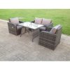 Fimous PE Rattan Garden Furniture Set Adjustable Chair Sofa Double Love Seat 2 Seater Sofa Oblong Rectangular Dining Table