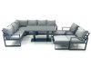 Fimous Aluminum Outdoor Garden Furniture Set Corner Sofa 2 Chair 2 Big Footstools Adjustable Rising Lifting Dining Table Sets Dark Grey