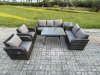 Fimous 7 Seater High Back PE Rattan Sofa Set Outdoor Garden Furniture Dining Table Set With Reclining Chair 3 Seater Sofa Love Sofa Side Table