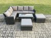 Fimous Outdoor Furniture Garden Dining Set Rattan Corner Sofa Set with 2 Big Footstool Dark Grey Mixed