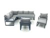 Fimous Aluminum Outdoor Garden Furniture Set Corner Sofa Big Footstool 2 Chairs Adjustable Rising Lifting Dining Table Sets Dark Grey