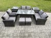 Fimous Garden Furniture Sets 9 Pieces Rattan Furniture Handmade Wicker Patio Sofa Set with 2 Small Footstools 2 Side Tables Dark Grey Mixed