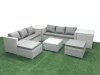 Fimous Rattan Garden Outdoor Furniture Set 8 Seater Rattan Garden Sofa Set with 2 Big Footstools 2 Side Tables Light Grey Mixed