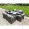 Fimous Outdoor Rattan Garden Furniture Sofa Set Dining Table Recling Arm Chairs Lounge Sofa 8 Seater