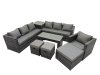Fimous Garden Rattan Outdoor Furniture Set 10 Seater Patio Corner Sofa Oblong Coffee Table with 3 Stool Side Table Dark Grey