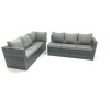 Fimous Dark Grey Outdoor Lounge Rattan Corner Sofa Set Garden Furniture Rectangular Dining Table Chair