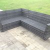 Fimous 7 seater high back dark grey mixed rattan corner sofa set chair square coffee table outdoor furniture left option