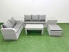Fimous 6 Seater PE Rattan Wicker Garden Furniture Patio Conservatory Sofa Set with Oblong Coffee Table 3 Seater Sofa Love Sofa Big Footstool 2 Side Table