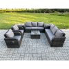 Fimous High Back Rattan Garden Furniture Set with Square Coffee Table 2 Side Tables Indoor Outdoor Patio Lounge Sofa Set Dark Grey Mixed