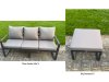 Fimous 7 Pieces Garden Furniture Set Aluminium Adjustable Rising Lifting Dining Table and Sofa Set with 2 Side Tables 2 Small Footstools Dark Grey