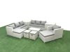 Fimous 10 Pieces Rattan Garden Furniture Set Outdoor Garden Sofa Chair Coffee Table Set with 2 Side Tables 4 Footstools Light Grey Mixed