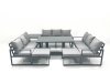 Fimous 11 Seater Garden Sofa Set Aluminium Furniture Rising Dining Tabe Set with Side Table 2 Big Footstools Dark Grey