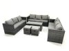 Fimous Outdoor Garden Furniture Set 11 Seater Rattan Sofa Set with Coffee Table 2 Small Footstools Dark Grey Mixed
