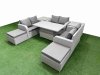 Fimous 8 Seater PE Wicker Rattan Furniture Sofa Sets with Adjustable Lifting Dining or Coffee Table 2 Seater Love Sofa 2 Big Footstool 2 Side Table Light Grey