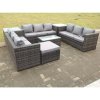 Fimous Rattan Garden Furniture Set Corner Sofa Coffee Table Lounge 10 Seater Outdoor Conservatory