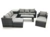 Fimous 9 Seater Rattan Garden Outdoor Furniture Set with 3 Seater Sofa Coffee Table 2 Big Footstool Side table