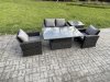 Fimous Outdoor Garden Dining Sets 4 Seater Rattan Patio Furniture Sofa Set with Rising Lifting Table Side Table Dark Grey Mixed
