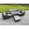 Fimous 8 Seater Rattan Wicker Garden Furniture Patio Conservatory Sofa Set with Rectangular Dining Table Reclining Chair 3 Seater Sofa 3 Footstools