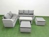 Fimous 7 Seater PE Rattan Wicker Garden Furniture Patio Conservatory Sofa Set with Oblong Coffee Table 3 Seater Sofa Love Sofa 2 Big Footstool