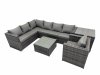 Fimous Rattan Garden Furniture Patio Furniture Sets with Corner Sofa Chair Square Coffee Table Side Table Dark Grey Mixed