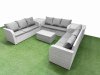 Fimous PE Rattan Lounge Sofa Set 9 Seater Outdoor Garden Furniture Set with Rectangular Coffee Table 3 Seater Sofa 2 Side Table Light Grey