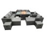 Fimous Rattan Garden Furniture Firepit Dining Set 12 Seater Lounge Sofa Table Set with 2 big Footstool