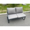 Fimous Aluminum Outdoor Garden Furniture Single Arm 2 Seater Sofa With Seat And Back Cushion Right Side Dark Grey