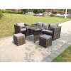 Fimous 6 Seater Rattan Sofa Set Dining Table Chair Stool Garden Furniture Outdoor