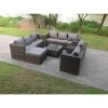 Fimous 9 Seater Dark Grey Mixed Rattan Garden Furniture Sofa Set Table Chair