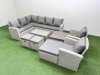 Fimous 12 Seater Garden Outdoor PE Rattan Furniture Set Rattan Garden Sofa Set with 4 Footstools 2 Chair Light Grey Mixed
