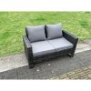 Fimous 4 Seater Outdoor Dark Grey Mixed High Back Rattan Sofa Dining Table Set Garden Furniture Patio