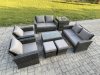Fimous Garden Furniture Sets 8 Pieces Outdoor Rattan Furniture Manual Wicker Patio Sofa Chair Set with Coffee Table Side Table 2 Small Footstools Dark Grey Mixed