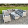 Fimous 10 Seater Wicker Light Grey Lounge Rattan Sofa Set Outdoor Garden Furniture Conservatory Patio Furniture