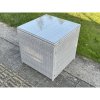 Fimous Light Grey Rattan Cube Side Table Tea Coffee Table Outdoor Garden Furniture Accessory With Clear Tempered Glass